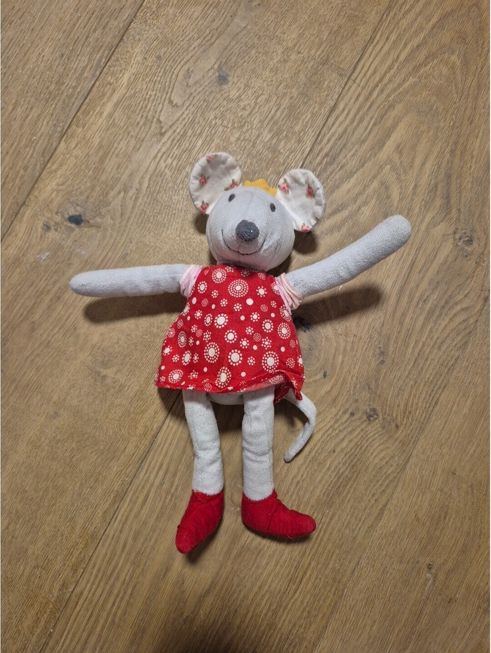 IKEA Fabler Mus Gray Mouse with Crown Red Dress 12" plush Stuffed Doll Lovey